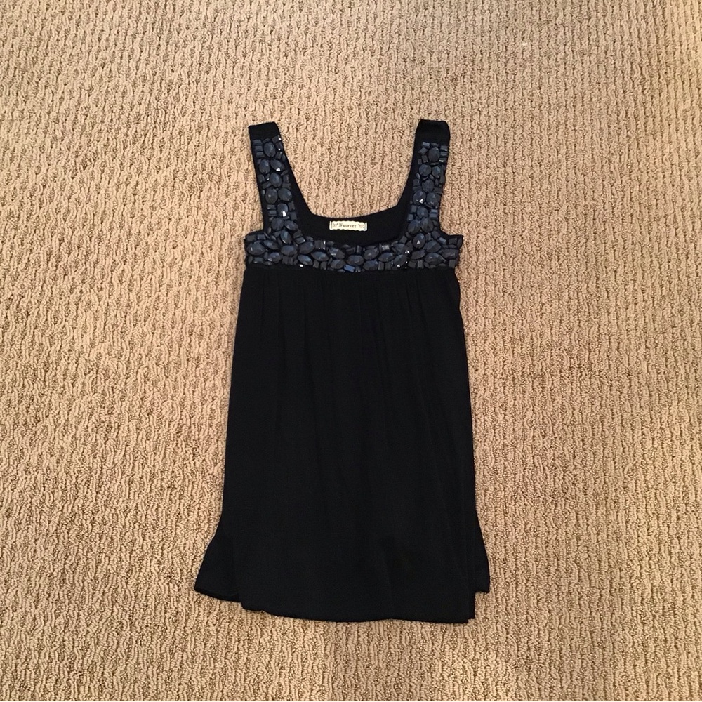 Forever Black Flowy Tank top with Black Gems Small